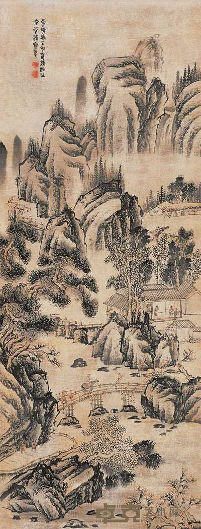 陆治 山水 立轴 130×50cm